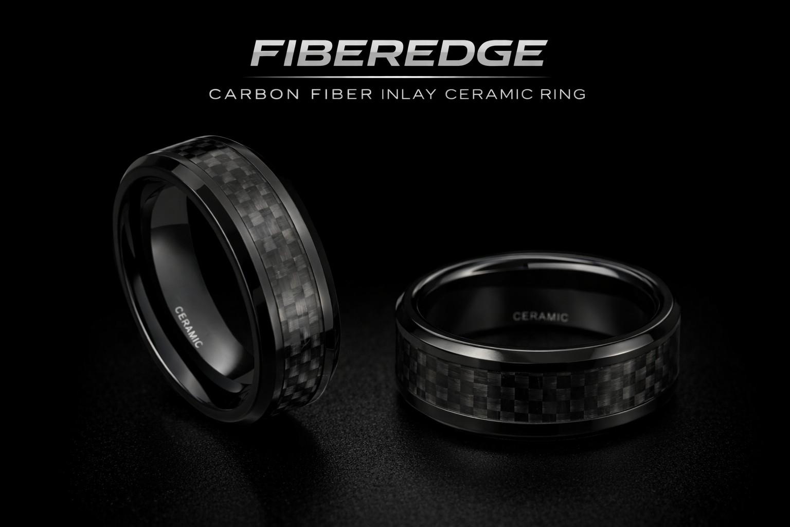 FiberEdge Carbon Fiber Inlay Ceramic Ring